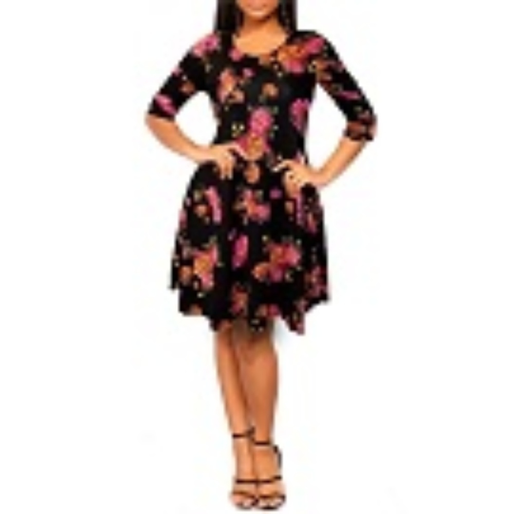 NWT Floral Print T-Shirt Dress Black Small